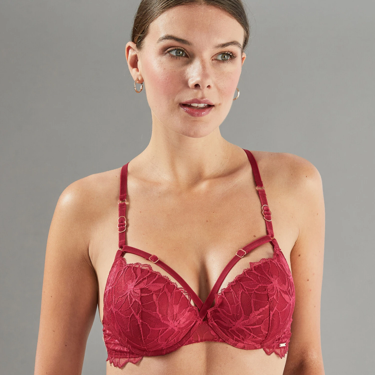 SOUTIEN-GORGE PUSH UP DENTELLE BORDEAUX 4 SOUTIEN-GORGE PUSH UP DENTELLE BORDEAUX – Image 2