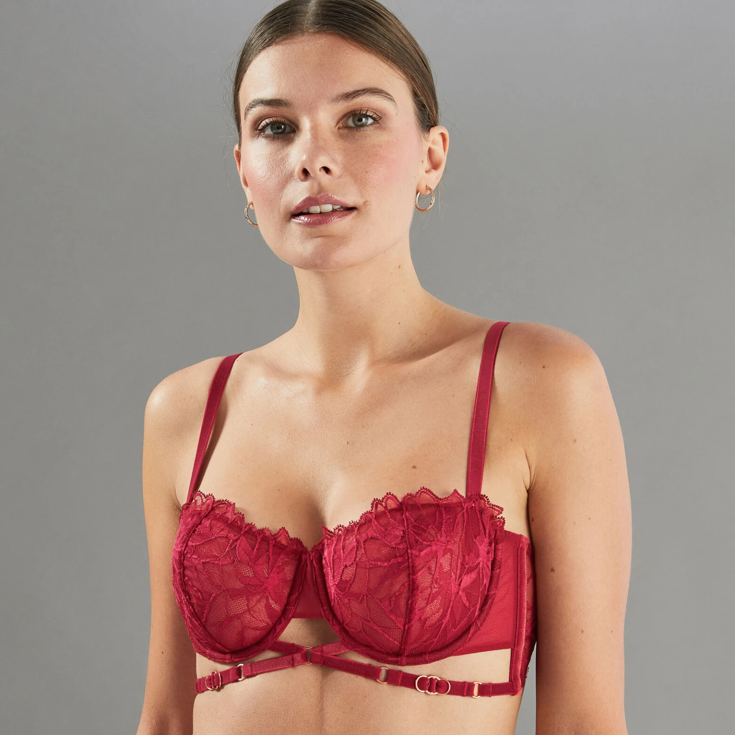 SOUTIEN-GORGE BALCONNET DENTELLE BORDEAUX 4 SOUTIEN-GORGE BALCONNET DENTELLE BORDEAUX – Image 2