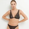SOUTIEN-GORGE FOULARD DENTELLE NOIR -Triumph Soldes 20002300 F