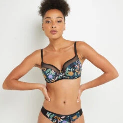 SOUTIEN-GORGE AMPLIFORME MICROFIBRE MULTICO NOIR