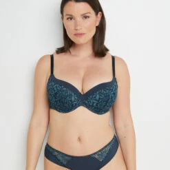 SOUTIEN-GORGE AMPLIFORME DENTELLE MULTICO BLEU