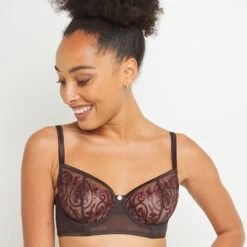 SOUTIEN-GORGE CORBEILLE TULLE BRODE MARRON -Triumph Soldes 20014000 M