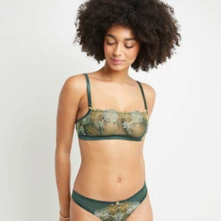 SOUTIEN-GORGE BRASSIERE TULLE VERT FONCE