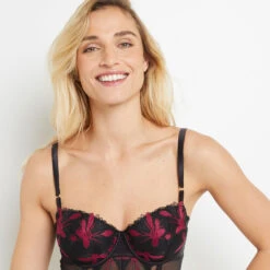 GUEPIERE TULLE BRODE MULTICO NOIR -Triumph Soldes 20025100 D