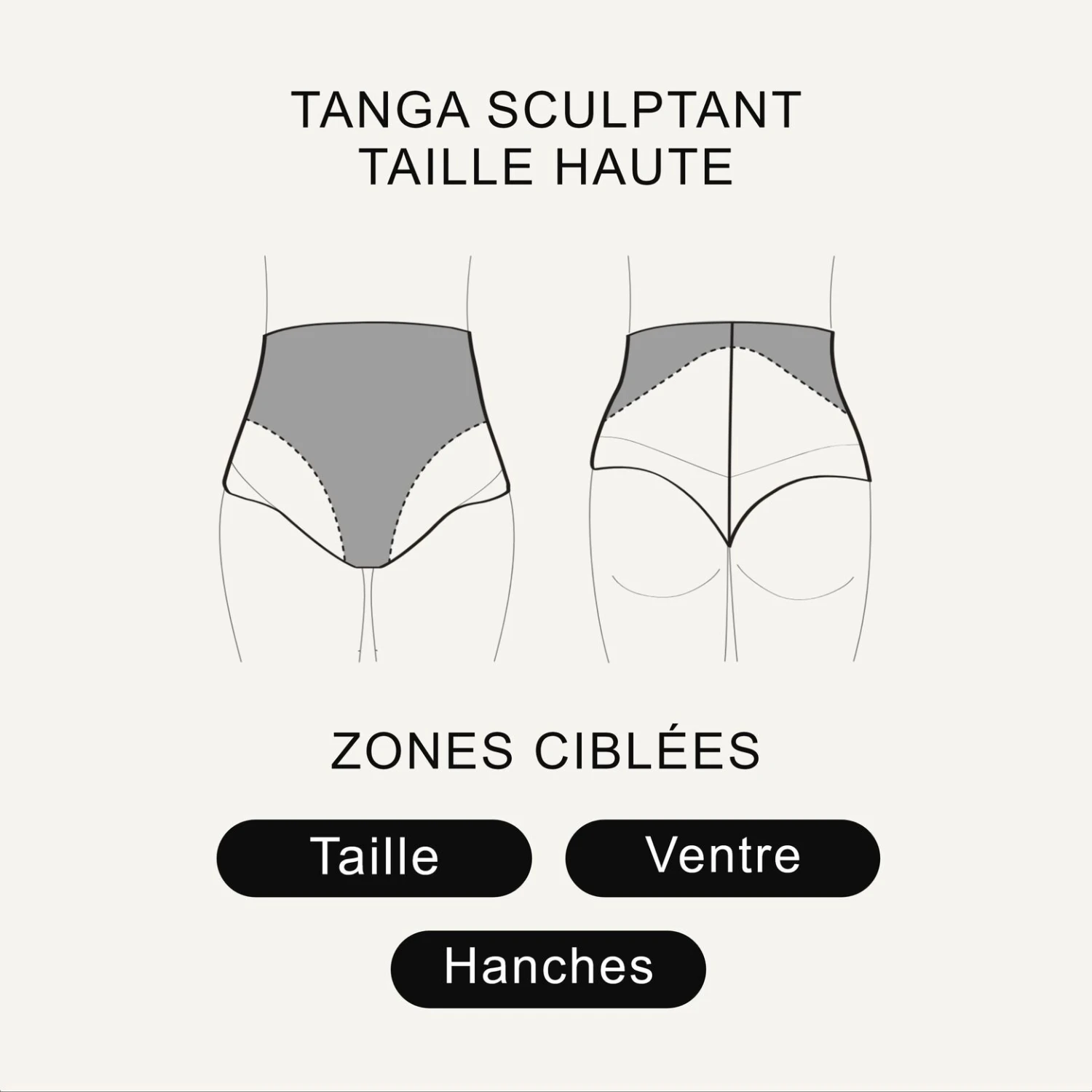 TANGA TAILLE HAUTE MICROFIBRE NOIR 4 TANGA TAILLE HAUTE MICROFIBRE NOIR – Image 2