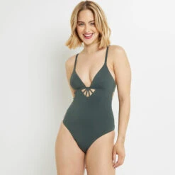 Lisa MAILLOT DE BAIN 1 PIECE TRIANGLE VERT FONCE -Triumph Soldes 20049701 C
