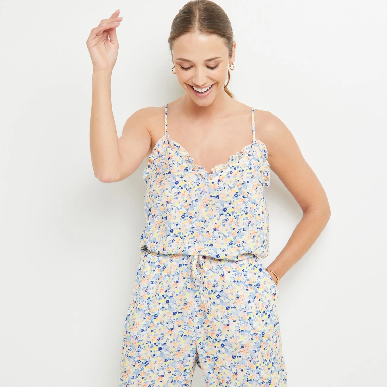 DEBARDEUR IMPRIME MULTICO BLEU 3 DEBARDEUR IMPRIME MULTICO BLEU