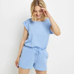 SHORT COTON BLEU CLAIR