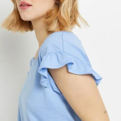 TEE SHIRT MANCHES COURTES COTON BLEU CLAIR -Triumph Soldes 20065800 Z