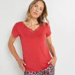 TEE SHIRT MANCHES COURTES ROSE