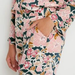 PANTALON DROIT VISCOSE VERT/ROSE -Triumph Soldes 43193400 Z