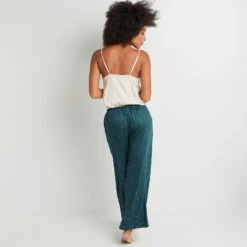 PANTALON PALAZZO VISCOSE VERT -Triumph Soldes 43193600 D